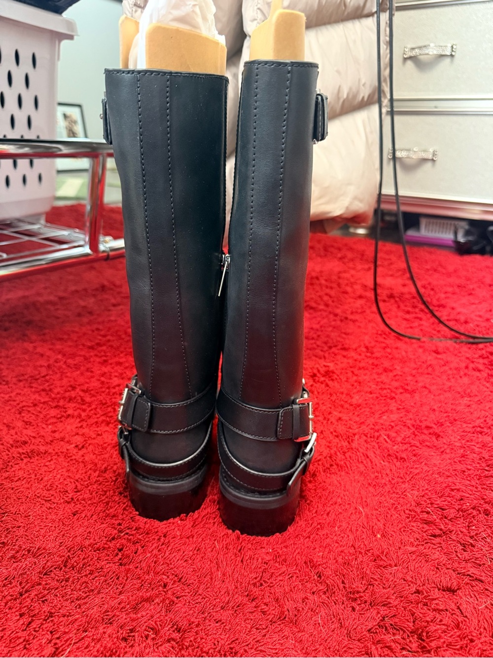 Michael Kors Black Crosby Moto Leather Boots - Picture 2 of 5